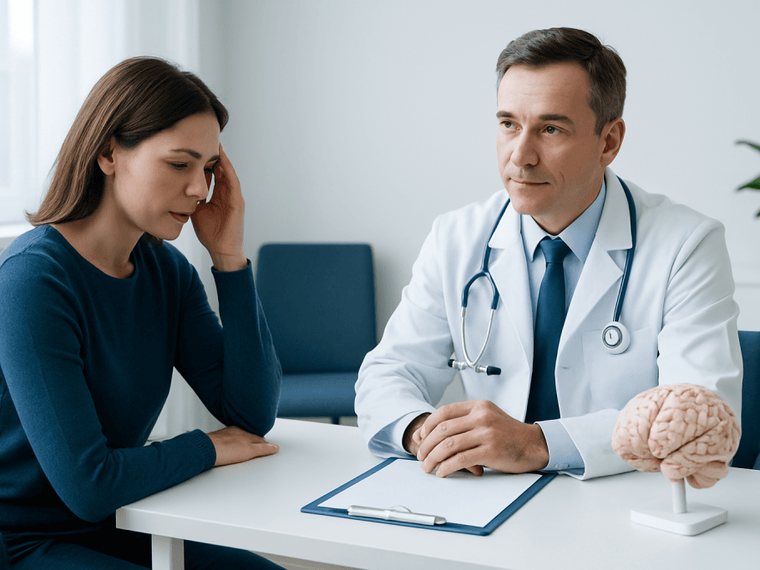 Neurologist consulting with a patient about brain and memory health